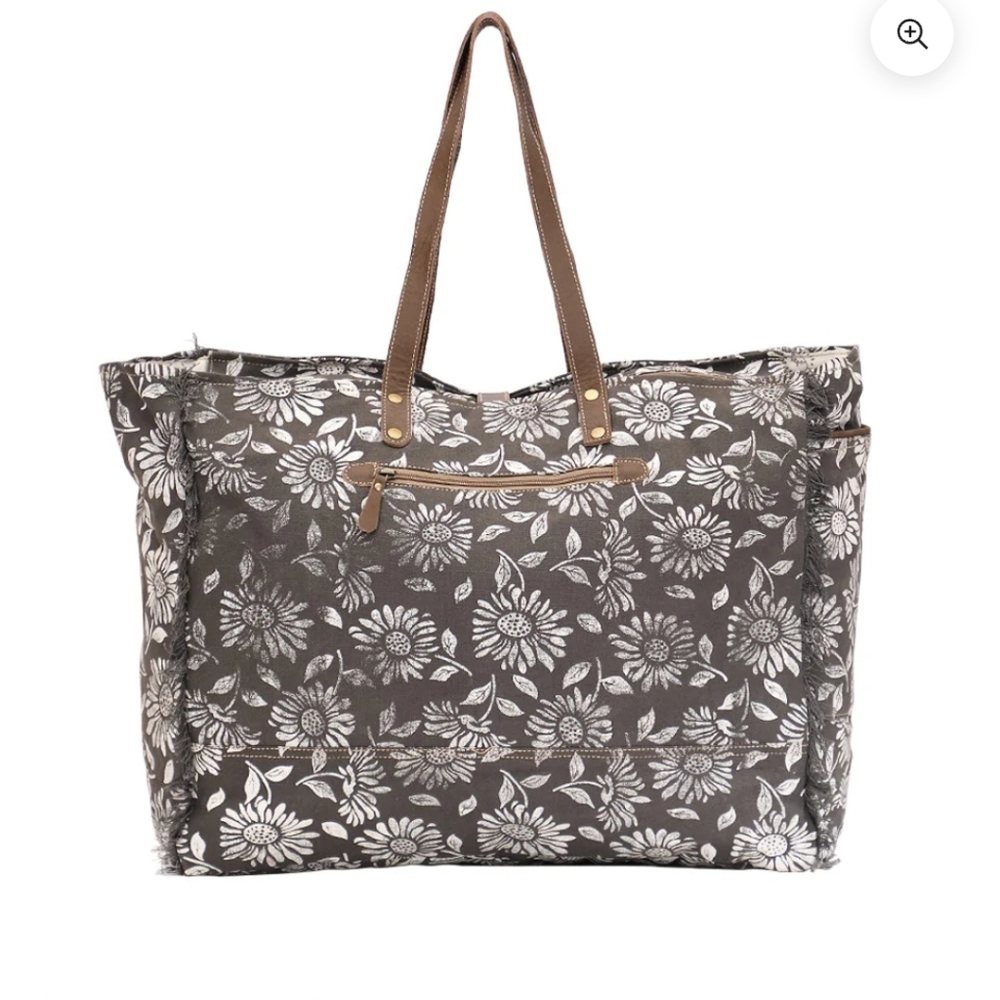 Myra Anemone Weekender Bag Brown, Grey, White NWT Floral - Picture 3 of 13
